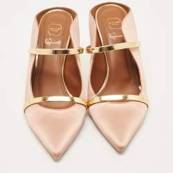 Pre Owned Malone Souliers Beige Satin Maureen Pointed Toe Mules Size 40