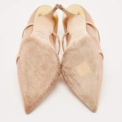 Pre Owned Malone Souliers Beige Satin Maureen Pointed Toe Mules Size 40