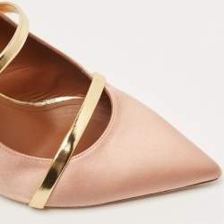 Pre Owned Malone Souliers Beige Satin Maureen Pointed Toe Mules Size 40