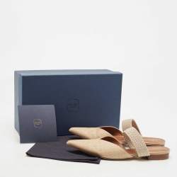 Pre Owned Malone Souliers Beige Raffia Maisie Flat Mules Size 41