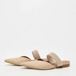Pre Owned Malone Souliers Beige Raffia Maisie Flat Mules Size 41