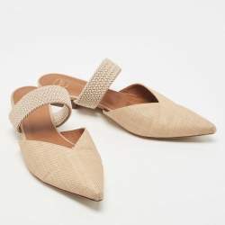 Pre Owned Malone Souliers Beige Raffia Maisie Flat Mules Size 41