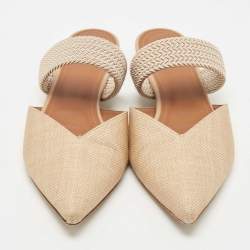 Pre Owned Malone Souliers Beige Raffia Maisie Flat Mules Size 41