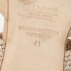 Pre Owned Malone Souliers Beige Raffia Maisie Flat Mules Size 41