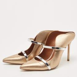 Pre Owned Malone Souliers Metallic Leather Maureen Mules Size 39
