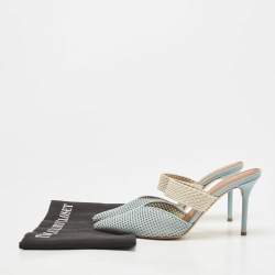 Pre Owned Malone Souliers Blue Leather and Canvas Maisie Sandals Size 39