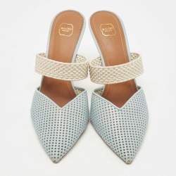 Pre Owned Malone Souliers Blue Leather and Canvas Maisie Sandals Size 39