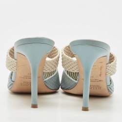 Pre Owned Malone Souliers Blue Leather and Canvas Maisie Sandals Size 39