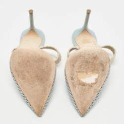 Pre Owned Malone Souliers Blue Leather and Canvas Maisie Sandals Size 39