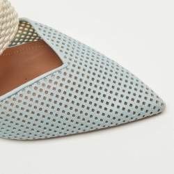 Pre Owned Malone Souliers Blue Leather and Canvas Maisie Sandals Size 39