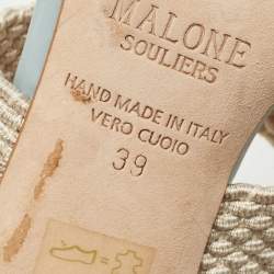 Pre Owned Malone Souliers Blue Leather and Canvas Maisie Sandals Size 39