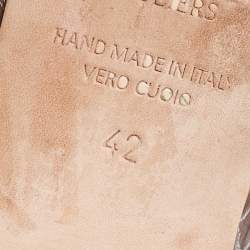 Pre Owned Malone Souliers Silver/Brown Python Leather Maureen Pointed Toe Flat Mules Size 42