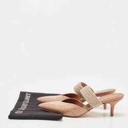 Pre Owned Malone Souliers Beige Croc Embossed Leather Maisie Mules Size 38