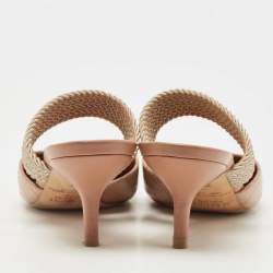 Pre Owned Malone Souliers Beige Croc Embossed Leather Maisie Mules Size 38