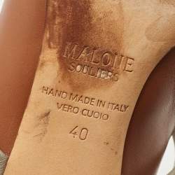 Pre Owned Malone Souliers Brown/Grey Leather Robyn Ankle Strap Pumps Size 40