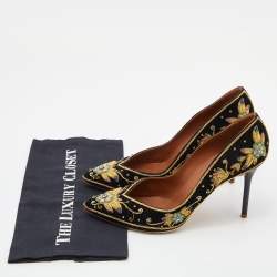 Malone Souliers Black Velvet Crystal Embroidered Pointed Toe Pumps Size 41