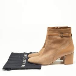 Pre Owned Malone Souliers Beige Suede and Leather Ankle Boots Size 39