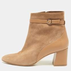 Pre Owned Malone Souliers Beige Suede and Leather Ankle Boots Size 39