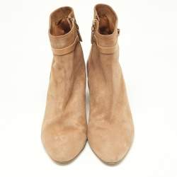 Pre Owned Malone Souliers Beige Suede and Leather Ankle Boots Size 39