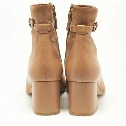 Pre Owned Malone Souliers Beige Suede and Leather Ankle Boots Size 39