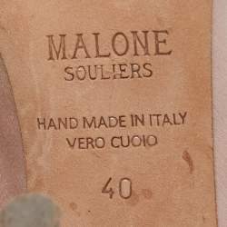 Pre Owned Malone Souliers Pink/Gold Leather And Satin Zada Mules Size 40