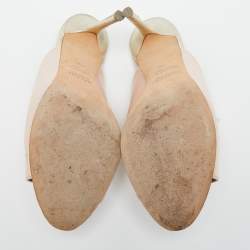 Pre Owned Malone Souliers Pink/Gold Leather And Satin Zada Mules Size 40