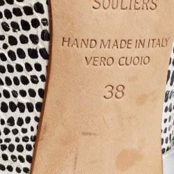 Pre Owned Malone Souliers White/Black Lizard Embossed Leather Maureen Pumps Size 38