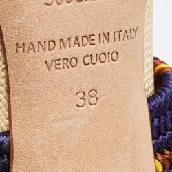 Pre Owned Malone Souliers Beige Raffia Mara Pumps Size 38