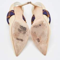 Pre Owned Malone Souliers Beige Raffia Mara Pumps Size 38