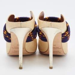 Pre Owned Malone Souliers Beige Raffia Mara Pumps Size 38