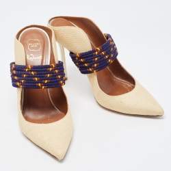 Pre Owned Malone Souliers Beige Raffia Mara Pumps Size 38