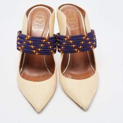 Pre Owned Malone Souliers Beige Raffia Mara Pumps Size 38