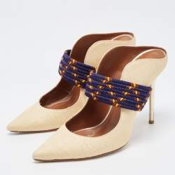 Pre Owned Malone Souliers Beige Raffia Mara Pumps Size 38