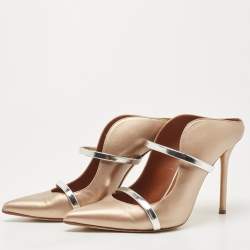 Pre Owned Malone Souliers Metallic Gold Leather Maureen Mule Pumps Size 38