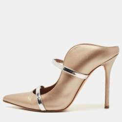 Pre Owned Malone Souliers Metallic Gold Leather Maureen Mule Pumps Size 38