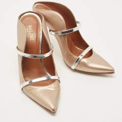 Pre Owned Malone Souliers Metallic Gold Leather Maureen Mule Pumps Size 38