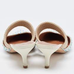 Pre Owned Malone Souliers Multicolor Woven Raffia Maisie Mule Pumps Size 38