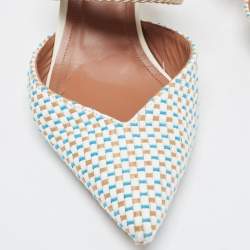 Pre Owned Malone Souliers Multicolor Woven Raffia Maisie Mule Pumps Size 38