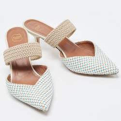 Pre Owned Malone Souliers Multicolor Woven Raffia Maisie Mule Pumps Size 38