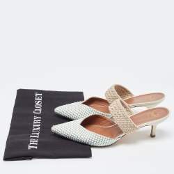 Pre Owned Malone Souliers Multicolor Woven Raffia Maisie Mule Pumps Size 38