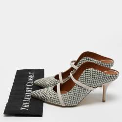 Pre Owned Malone Souliers Grey/Pink Watersnake Leather Maureen Pointed Toe Mules Size 38