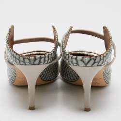 Pre Owned Malone Souliers Grey/Pink Watersnake Leather Maureen Pointed Toe Mules Size 38