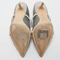 Pre Owned Malone Souliers Grey/Pink Watersnake Leather Maureen Pointed Toe Mules Size 38