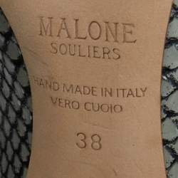 Pre Owned Malone Souliers Grey/Pink Watersnake Leather Maureen Pointed Toe Mules Size 38