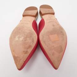 Pre Owned Malone Souliers Pink Satin Zelda Flat Mules Size 38.5