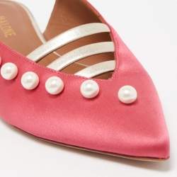 Pre Owned Malone Souliers Pink Satin Zelda Flat Mules Size 38.5