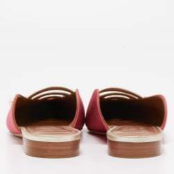 Pre Owned Malone Souliers Pink Satin Zelda Flat Mules Size 38.5