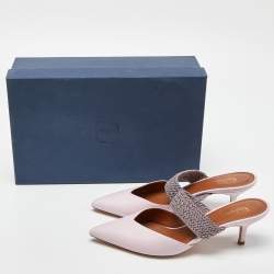 Pre Owned Malone Souliers Pink Leather Maisie  Mules Size 38.5 