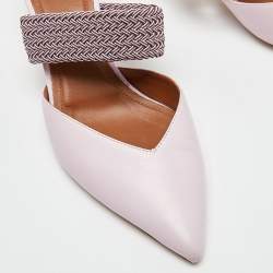 Pre Owned Malone Souliers Pink Leather Maisie  Mules Size 38.5 