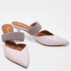 Pre Owned Malone Souliers Pink Leather Maisie  Mules Size 38.5 